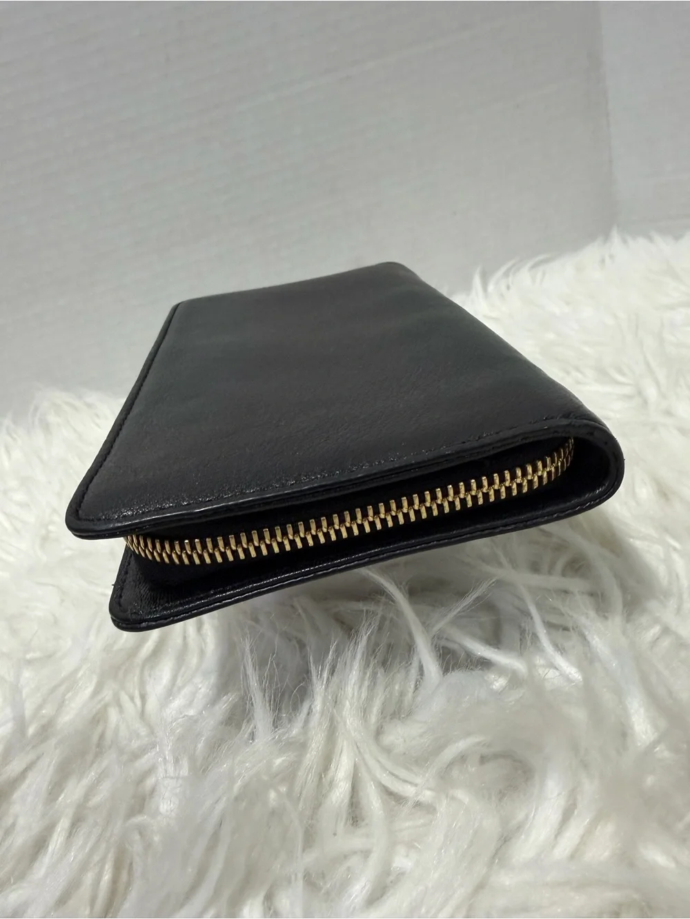 Michael Kors Black Leather Continental Wallet with Gold MK Lock